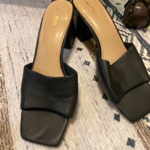 ALDO Black Leather Mules
